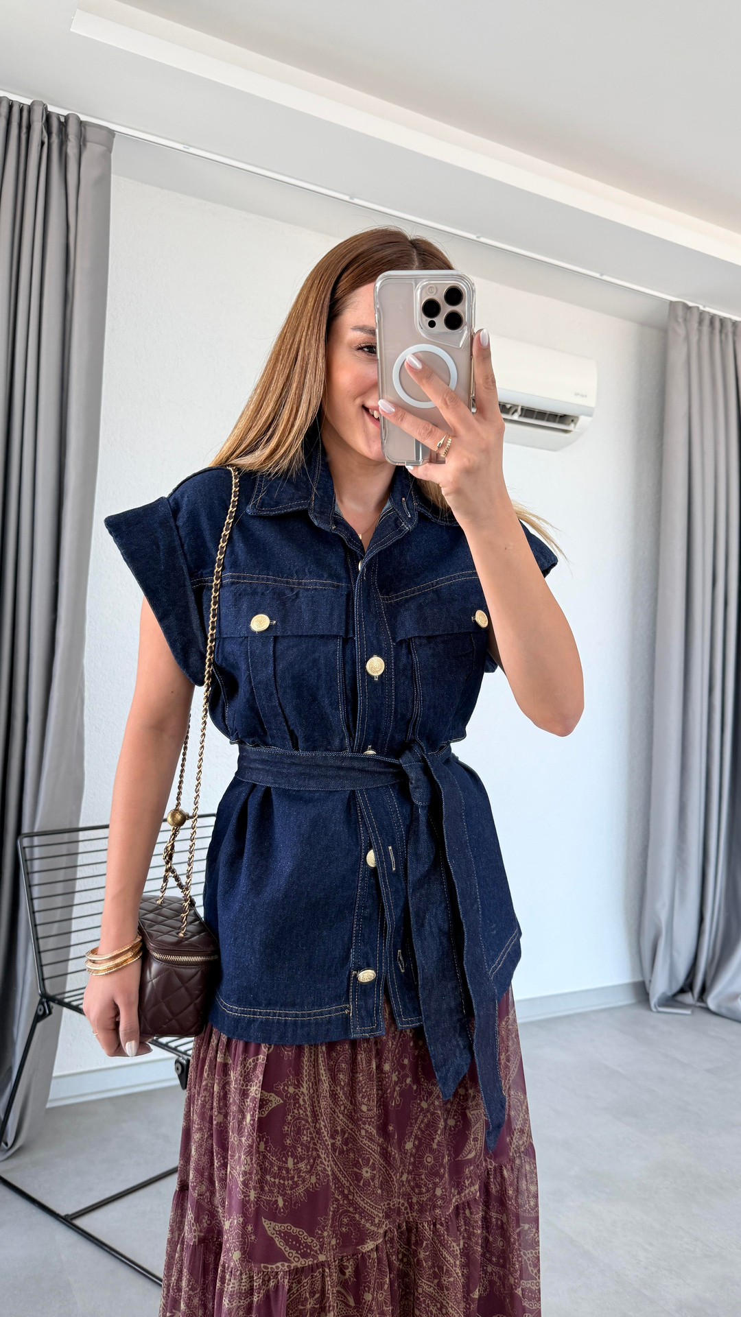 Pelin Yıldız Butik | Kalın Denim Cepli Yelek | Mersin Butik 