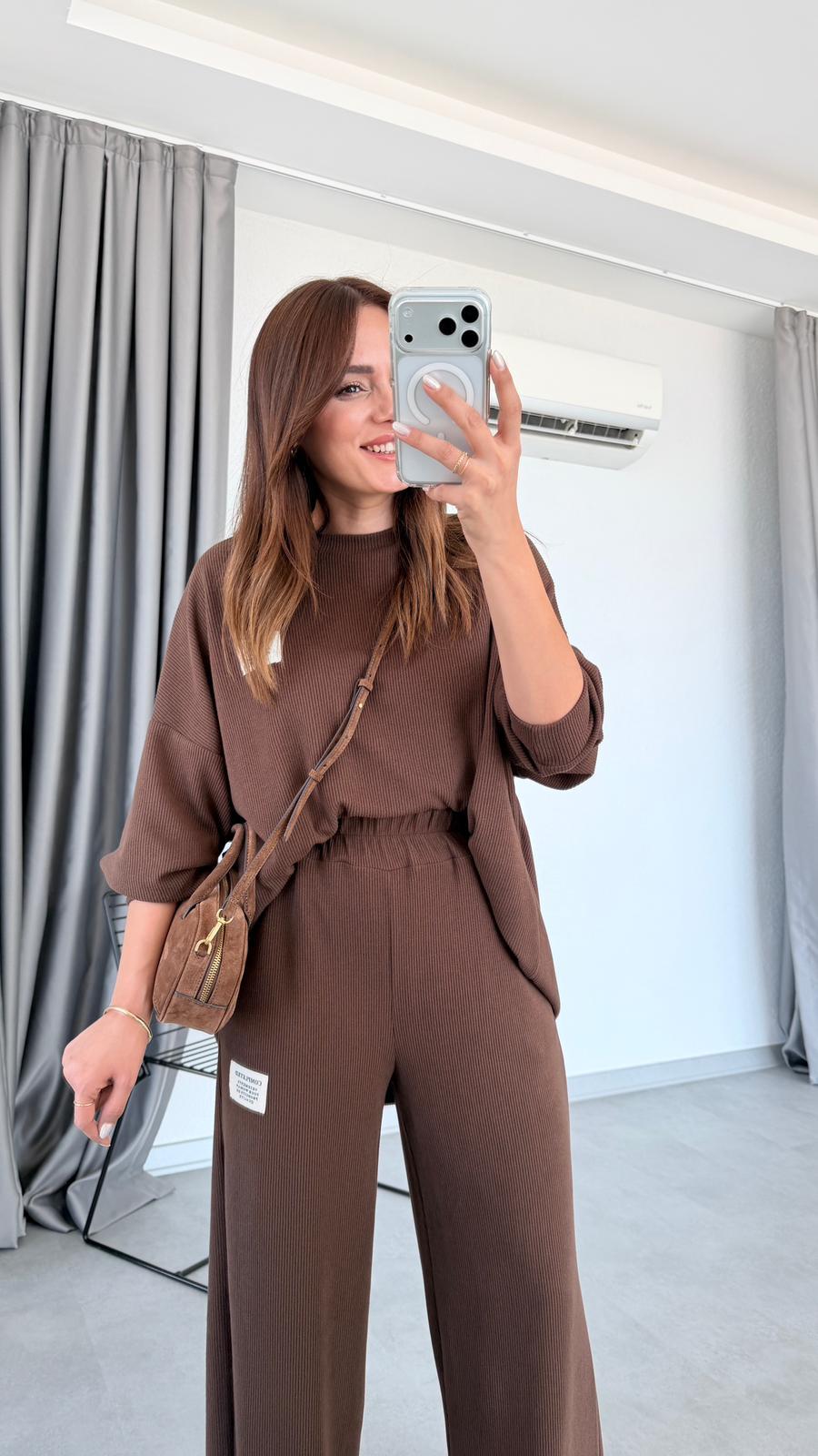 Pelin Yıldız Butik | Klasik Fitilli Kazak ve Pantolon Takım | Mersin Butik