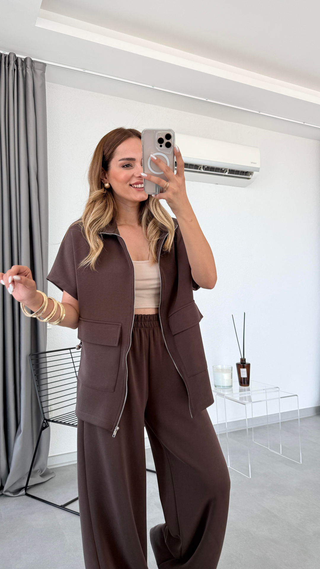 Pelin Yıldız Butik | London Modal Kumaş Önden Cepli Takım | Mersin Butik