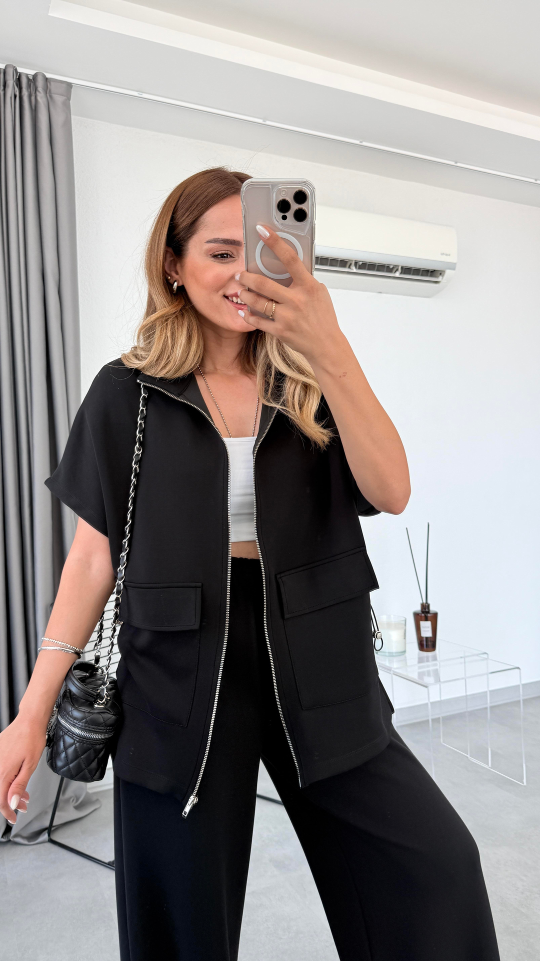 Pelin Yıldız Butik | London Modal Kumaş Önden Cepli Takım | Mersin Butik