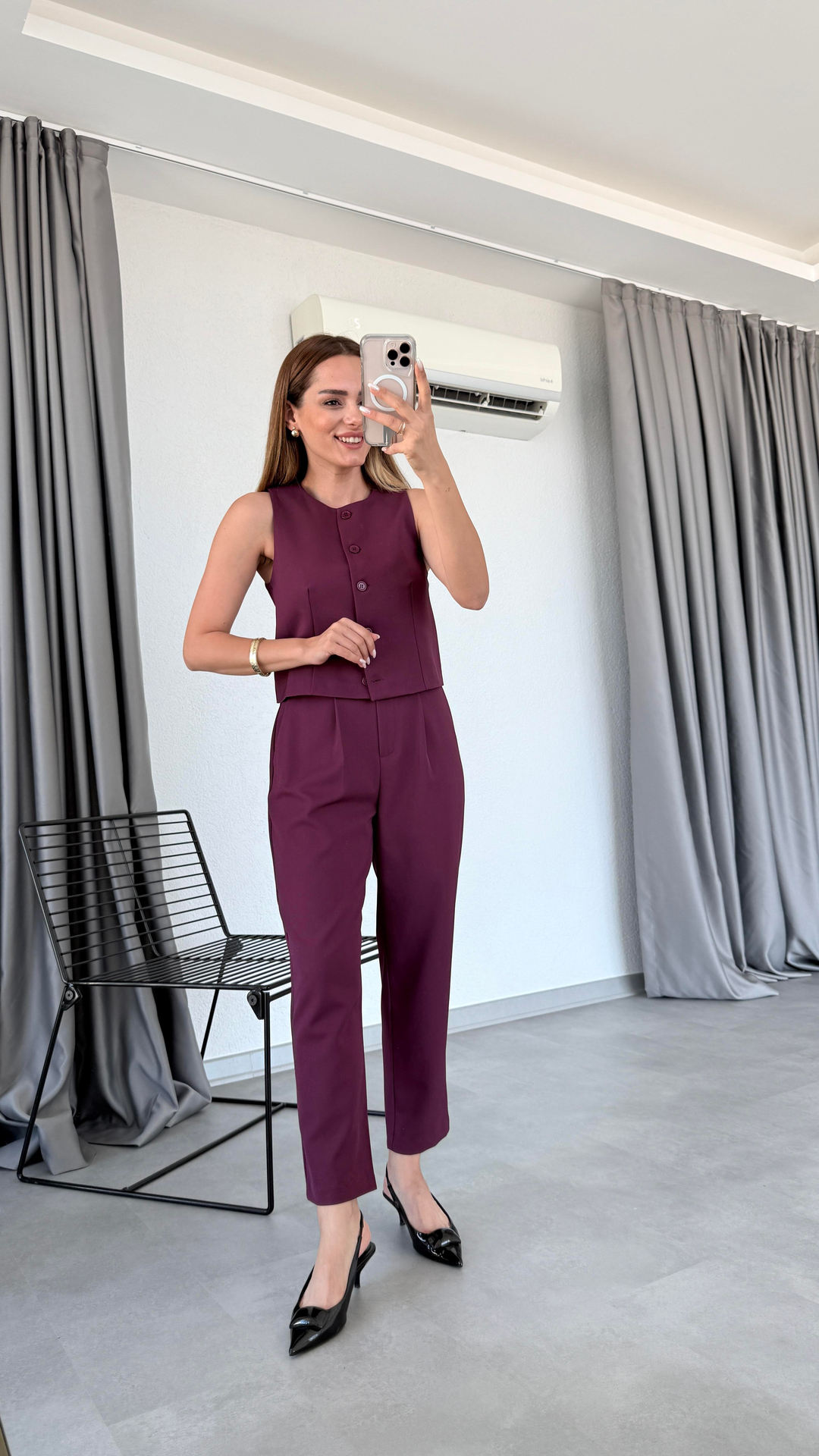Pelin Yıldız Butik | Maryland Sıfır Kol Yelek Pantalon Takım | Mersin Butik