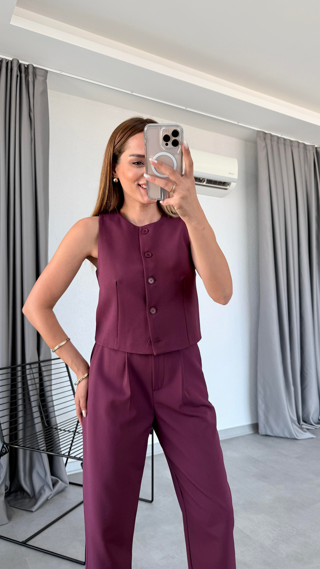 Pelin Yıldız Butik | Maryland Sıfır Kol Yelek Pantalon Takım | Mersin Butik
