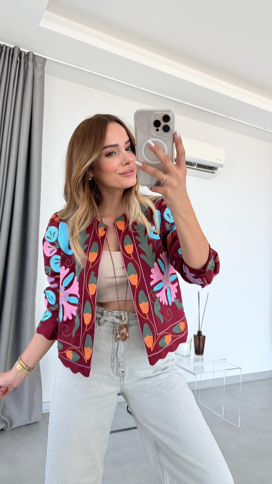 Pelin Yıldız Butik | Nakışlı Gabardin Desenli Ceket | Kadın Giyim