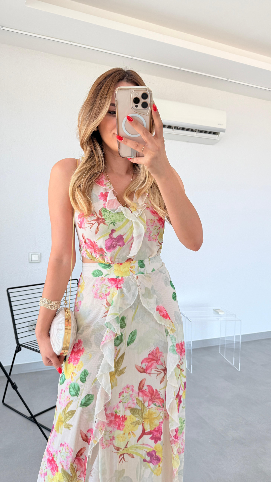 Pelin Yıldız Butik | Pencere Detaylı Çiçekli Elbise | Kadın Giyim