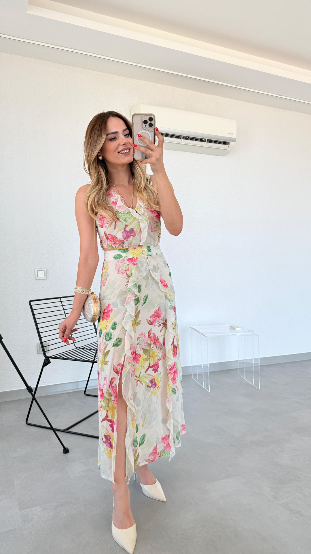 Pelin Yıldız Butik | Pencere Detaylı Çiçekli Elbise | Kadın Giyim