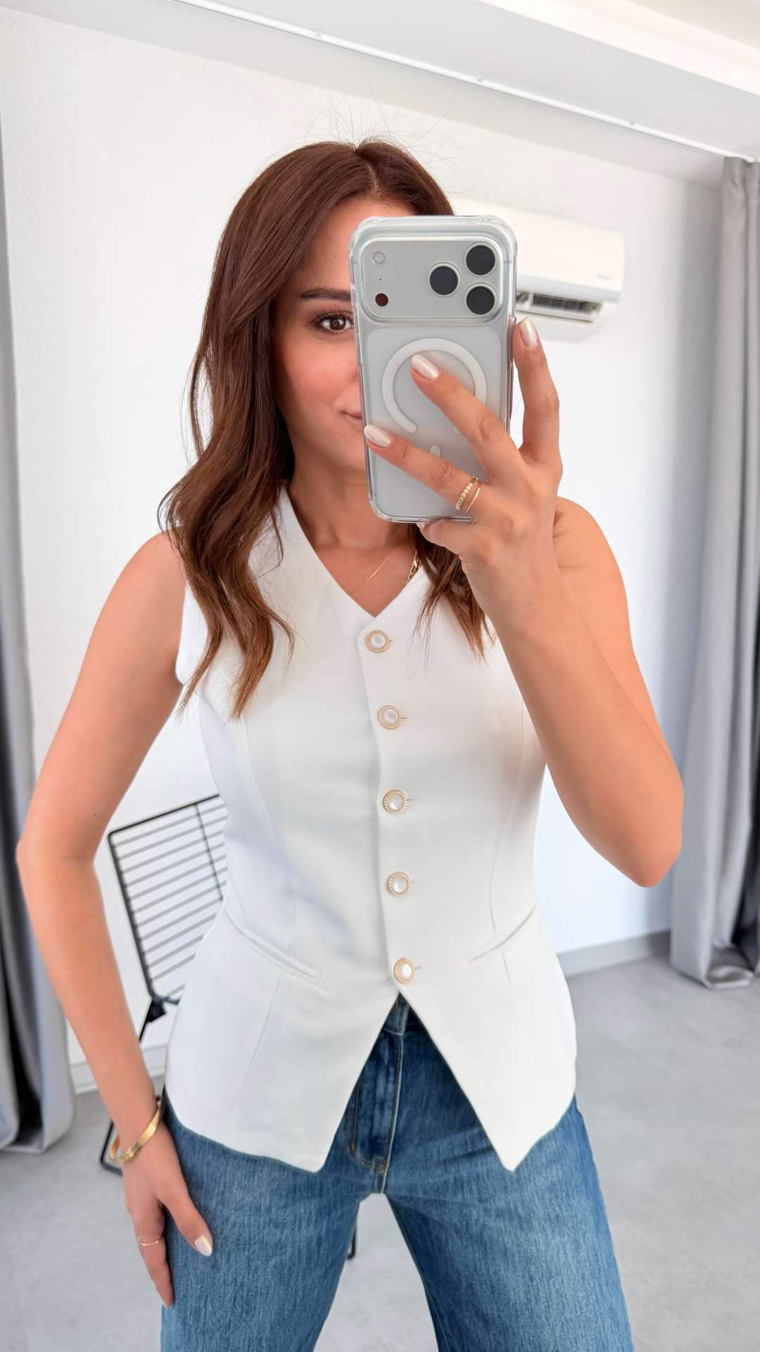 Pelin Yıldız Butik | Riga Belden Oturtma Detaylı Düğmeli Yelek | Mersin Butik 