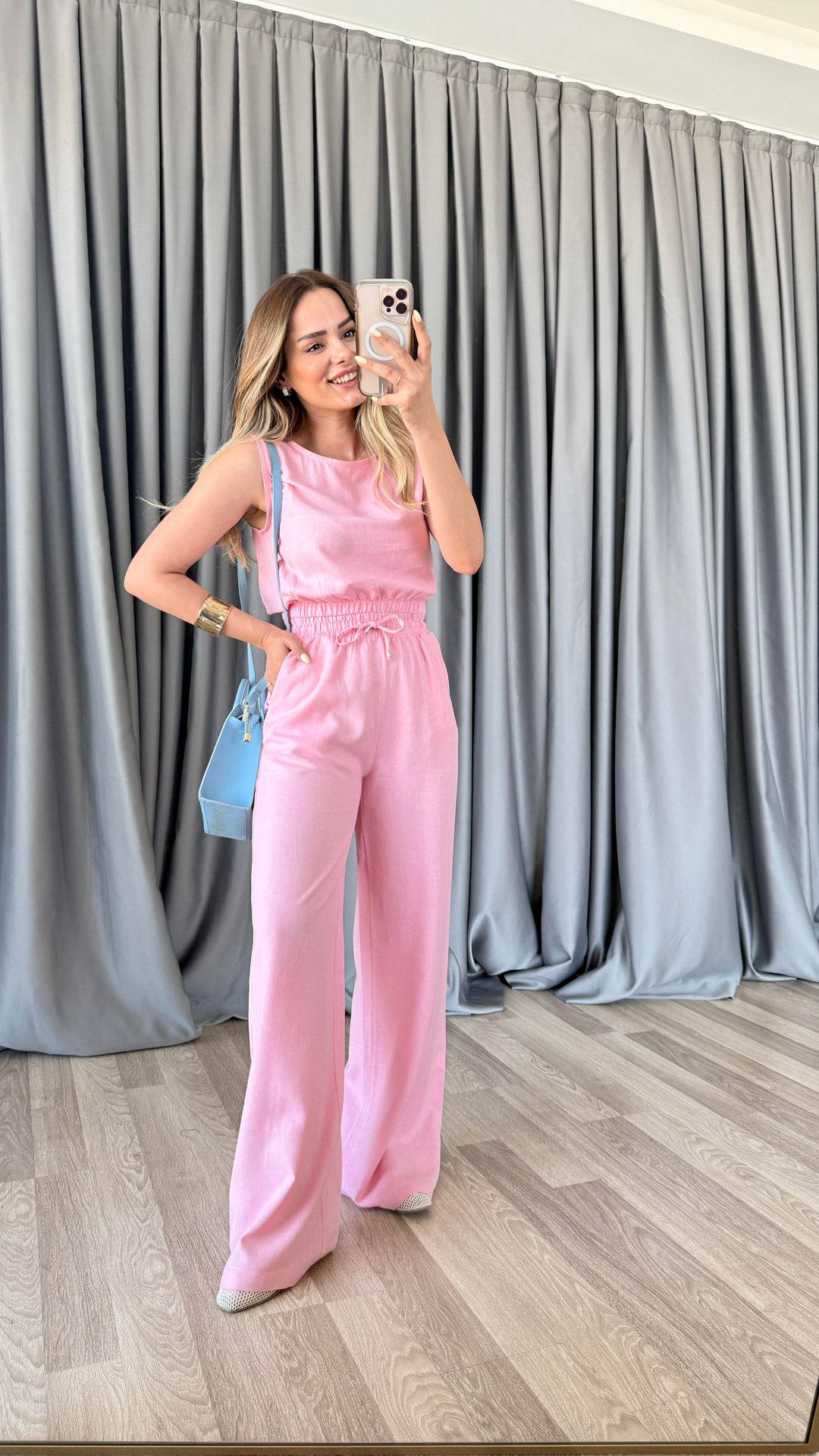 Pelin Yıldız Butik | Sofya Keten Crop Beli Lastikli Pantolon Takım | Kadın Giyim