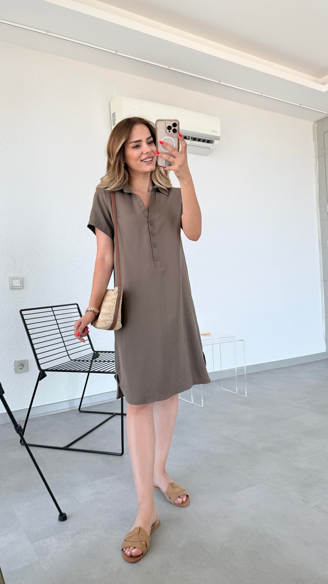 Pelin Yıldız Butik | Violet Gömlek Yaka Önü Düğmeli Elbise | Kadın Giyim