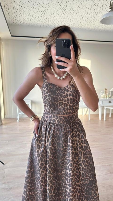 Vina Leopar Desenli Crop Etek Takım