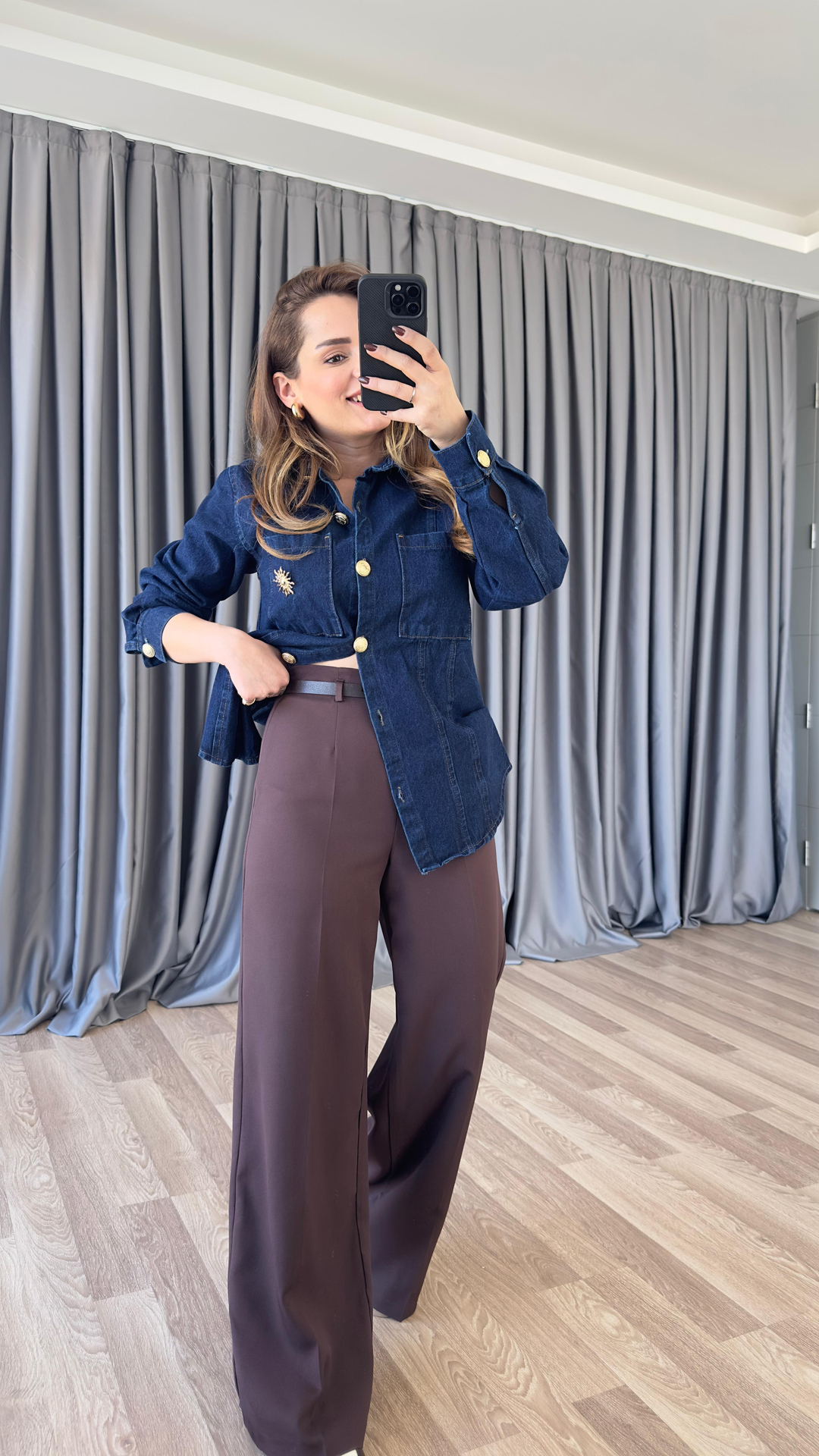 Yandan Fermuarlı Likralı Kemerli Pantolon