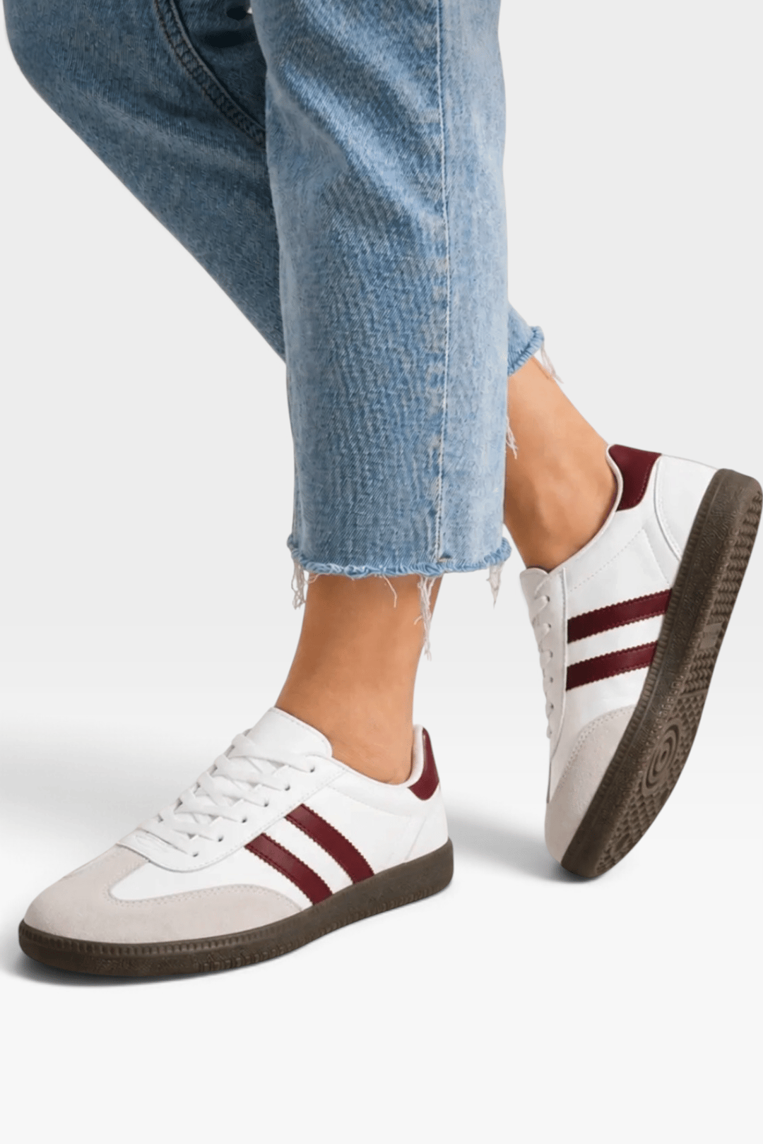 Günlük Rahat Hafif Unisex Erkek Kadın Spor Ayakkabı  BEYAZ - BORDO