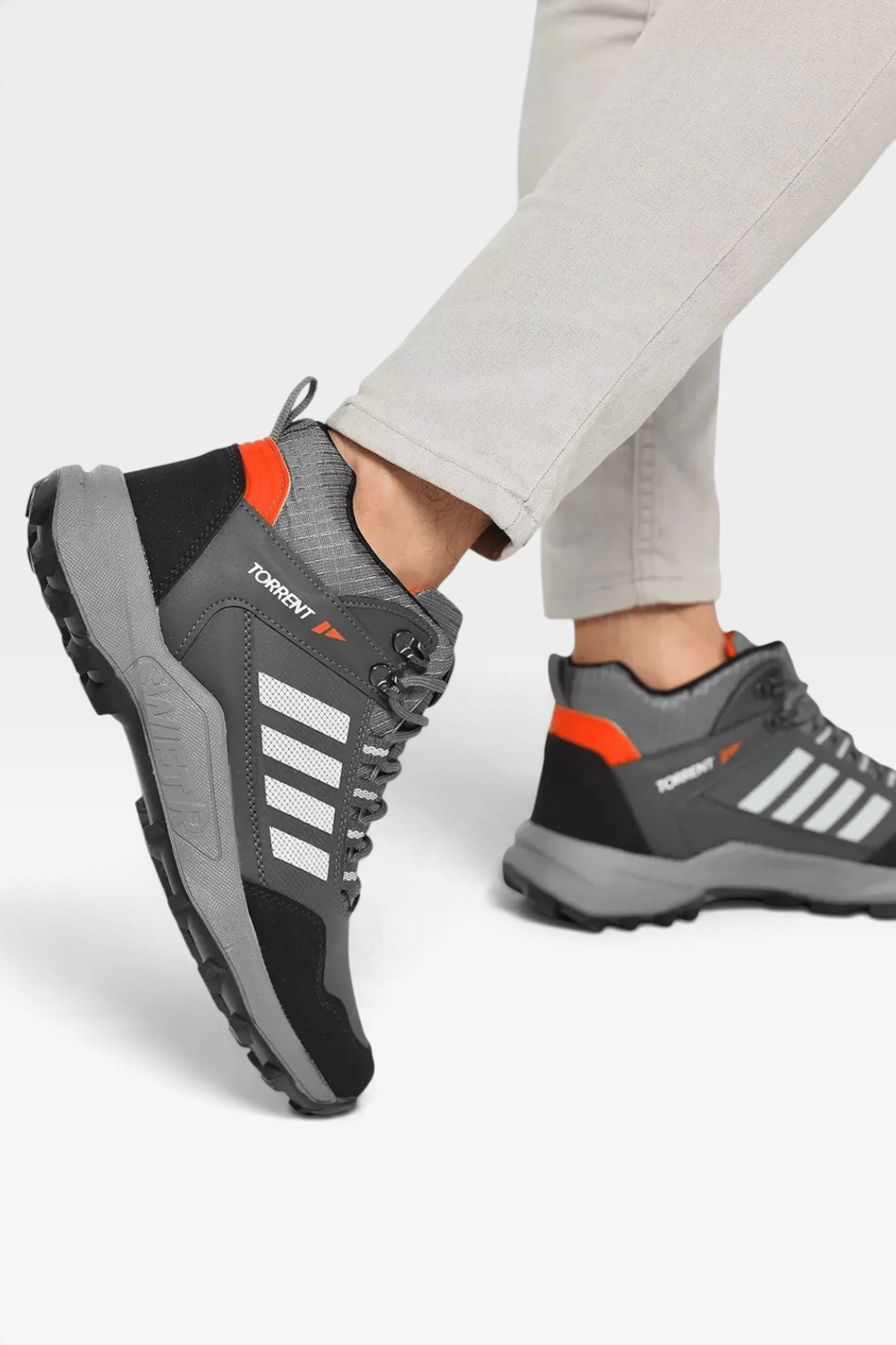 Erkek Dört Bant Bağcıklı Spor Trekking & Outdoor Bot FÜME - BEYAZ