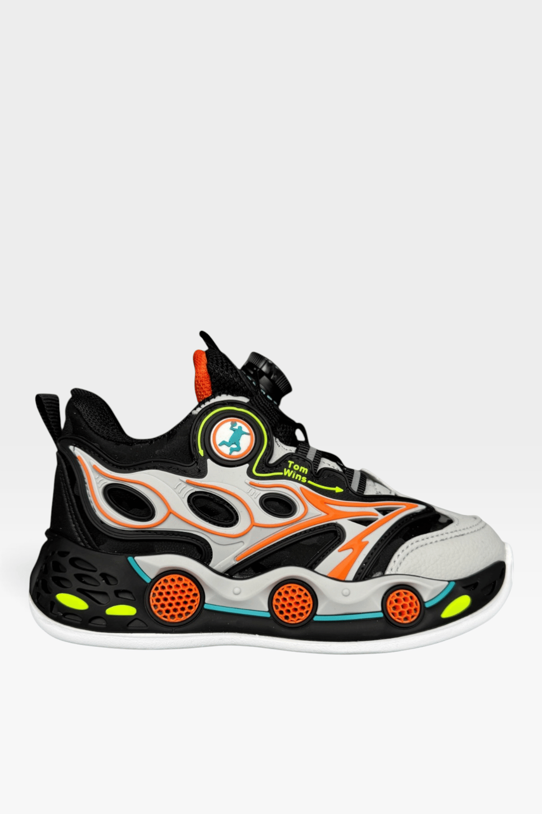 Pratik Bağcık Mekanizmalı Sneaker Çocuk Spor Ayakkabı GRİ - TURUNCU