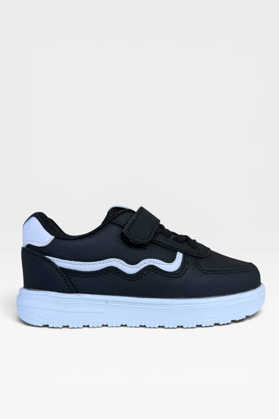 Anatomik Taban Cırtlı Rahat Hafif Sneaker Çocuk Spor Ayakkabı SİYAH - BEYAZ