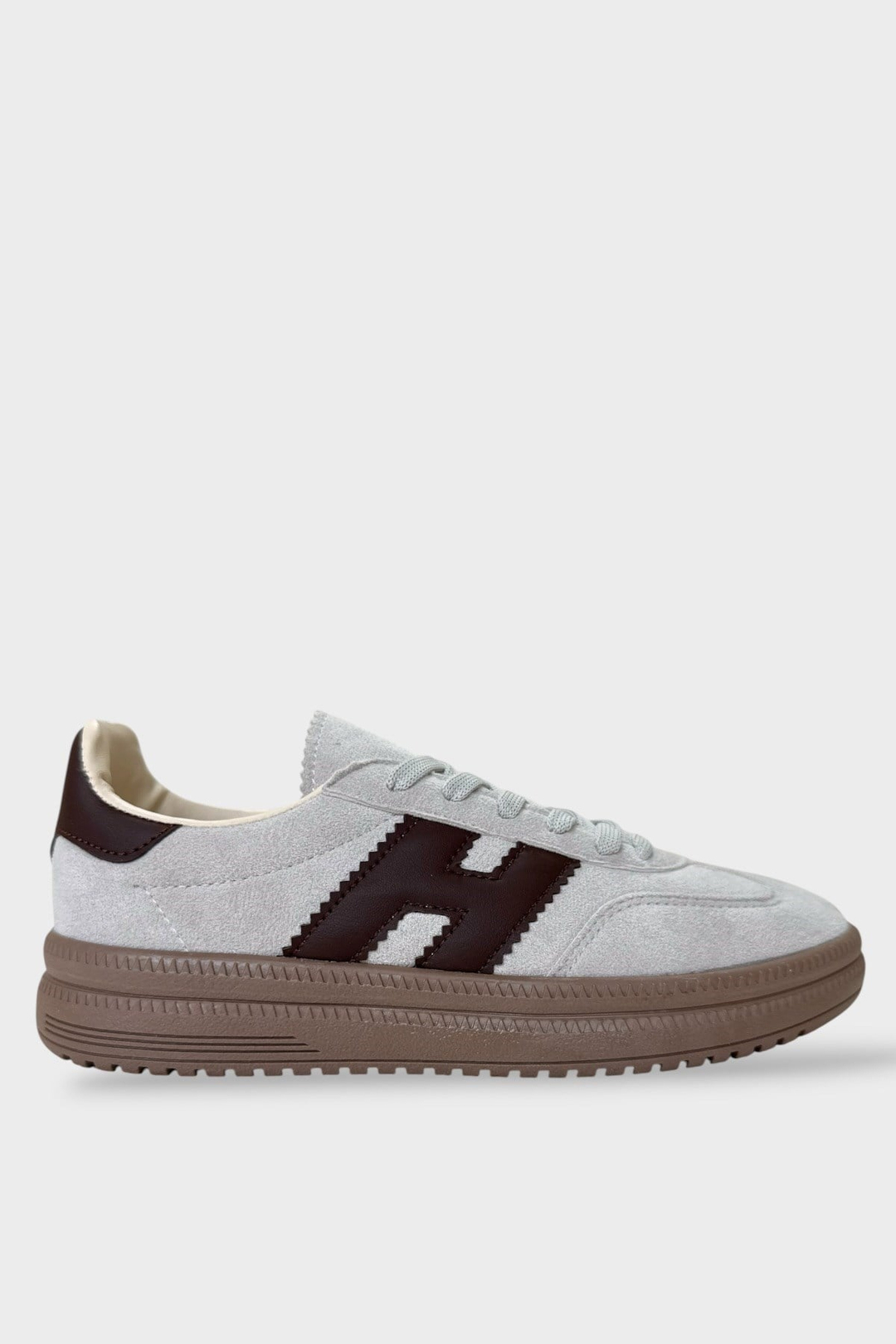 Süet Bağcıklı Sneaker Kadın Spor Ayakkabı GRİ