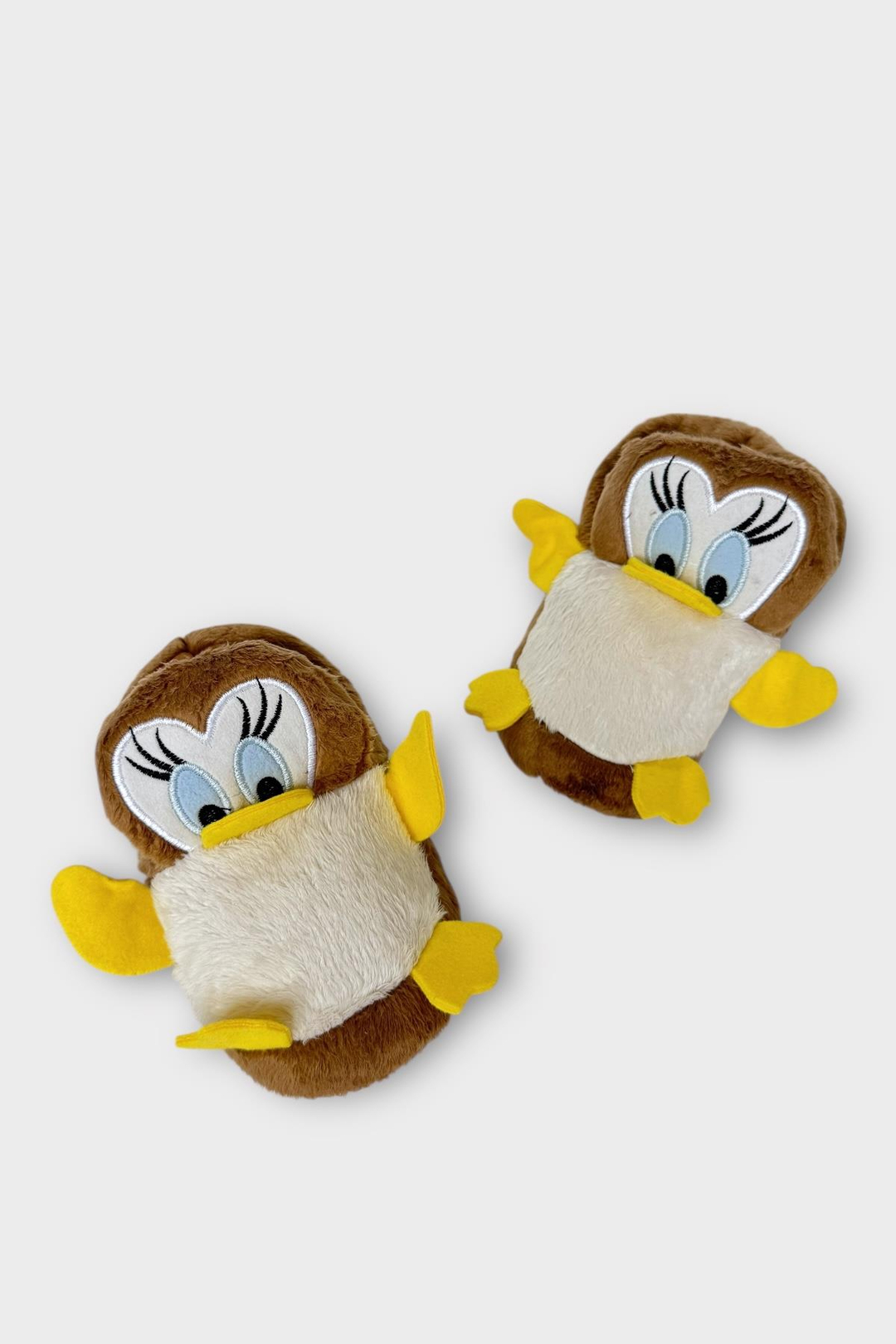 Çocuk Sevimli Ördek Figürlü Unisex Panduf VİZON