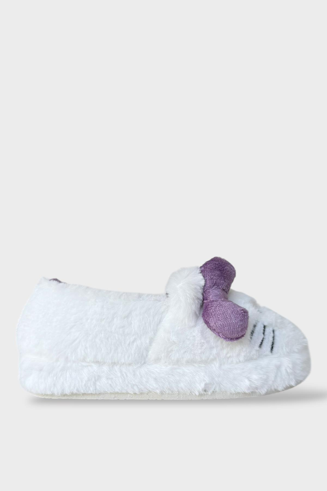 Kışlık Kadın HelloKitty Figürlü Kaydırmaz Taban Ev Ayakkabısı Panduf BEYAZ - MOR