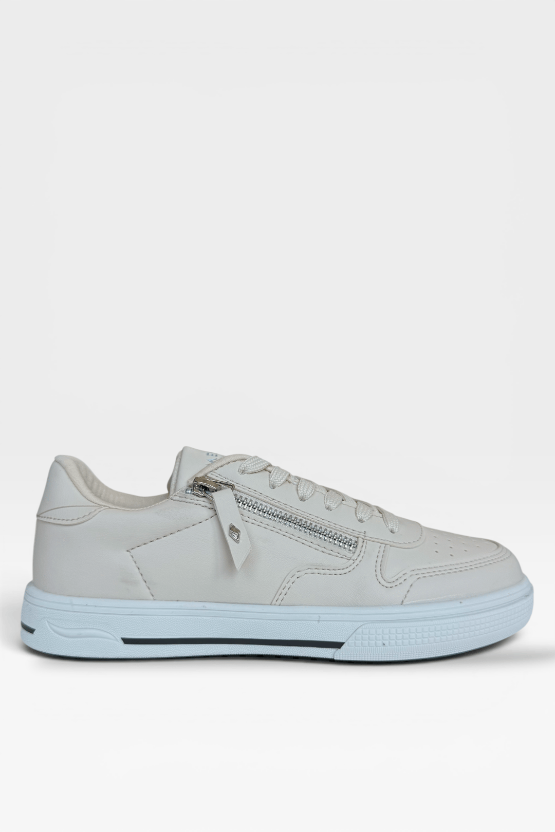 Günlük Hafif Taban Bağcıklı Fermuarlı Kadın Sneaker Ayakkabı BEJ