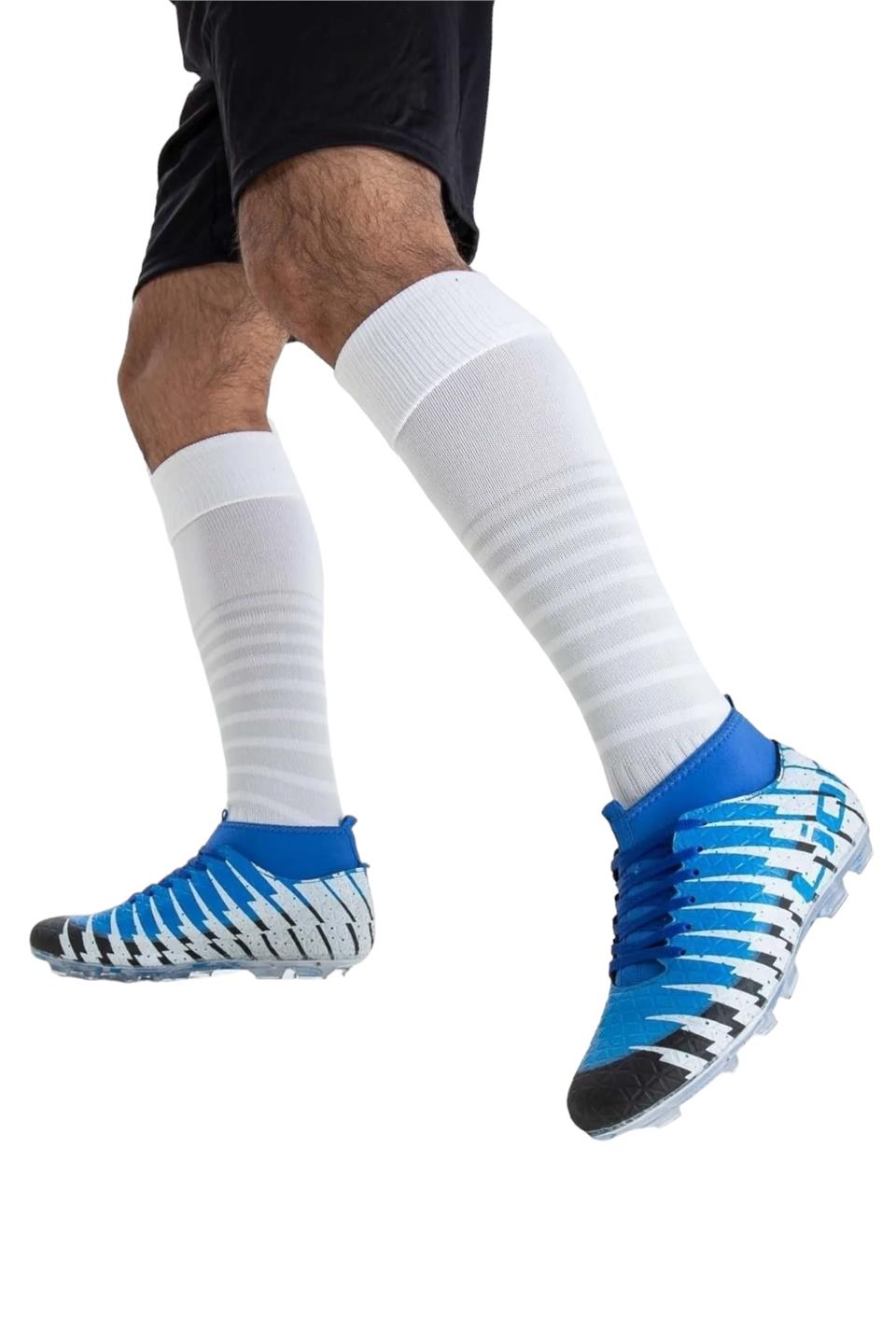 Çoraplı Bilekli Boğazlı Krampon Futbol Ayakkabısı SİYAH - SAKS