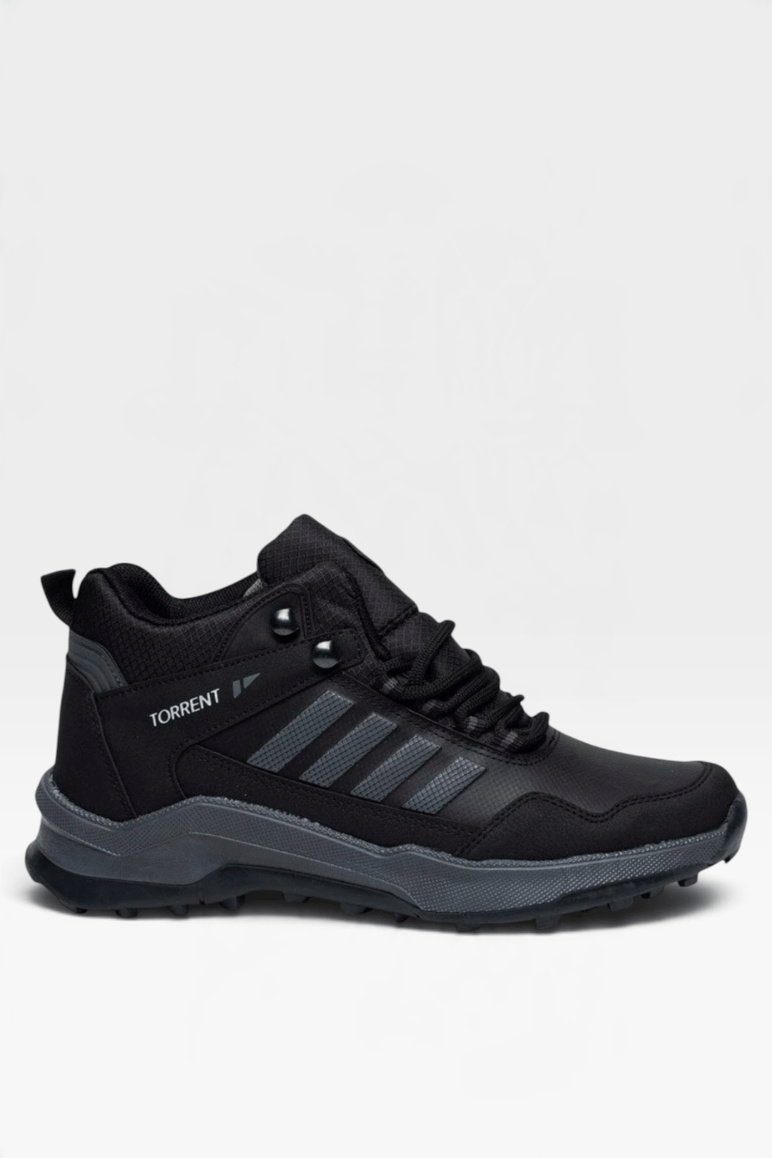 Erkek Dört Bant Bağcıklı Spor Trekking & Outdoor Bot SİYAH - FÜME