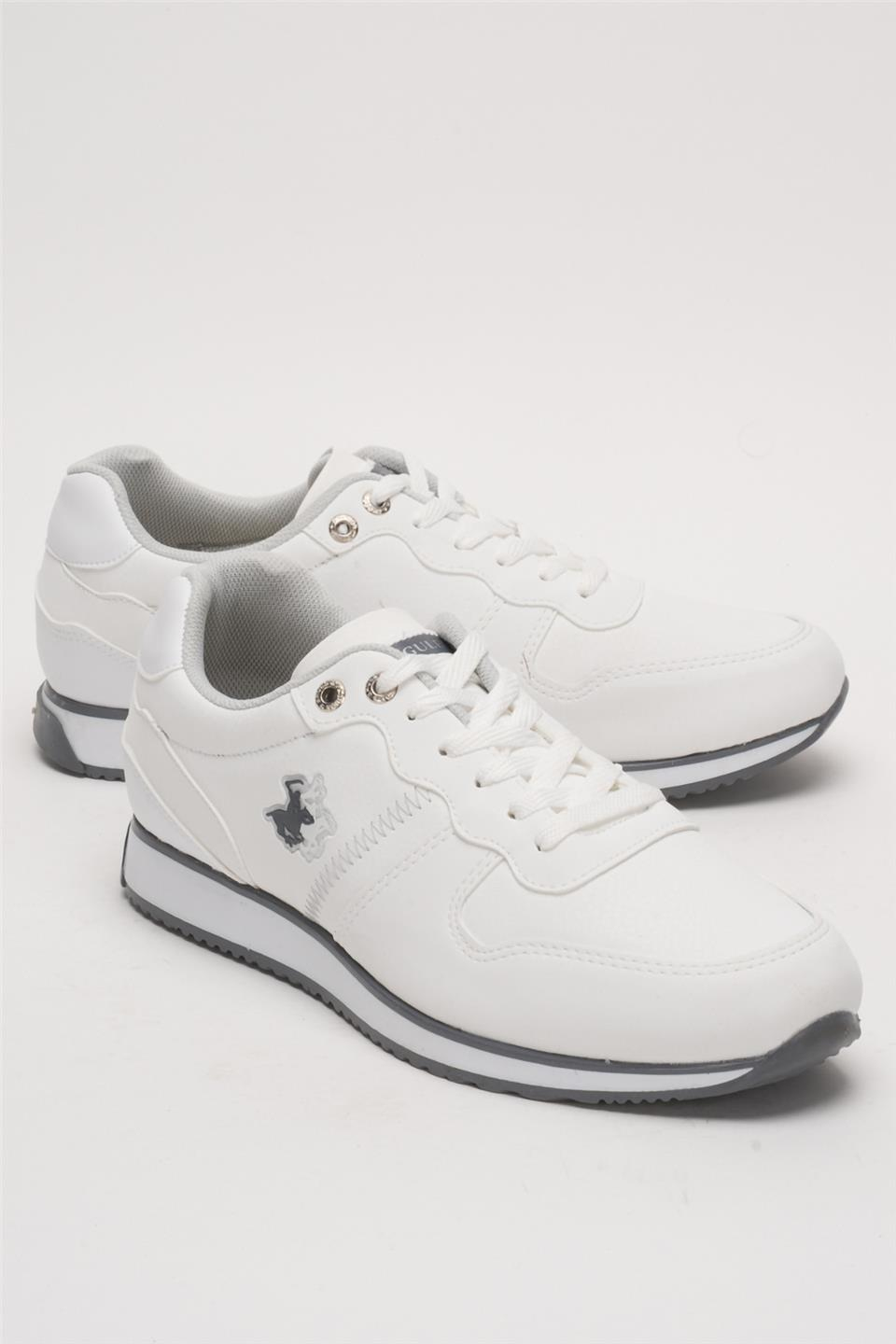 Erkek Günlük Cilt Sneaker Ayakkabı BEYAZ - FÜME