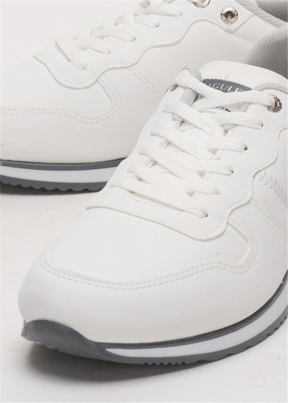 Erkek Günlük Cilt Sneaker Ayakkabı BEYAZ - FÜME