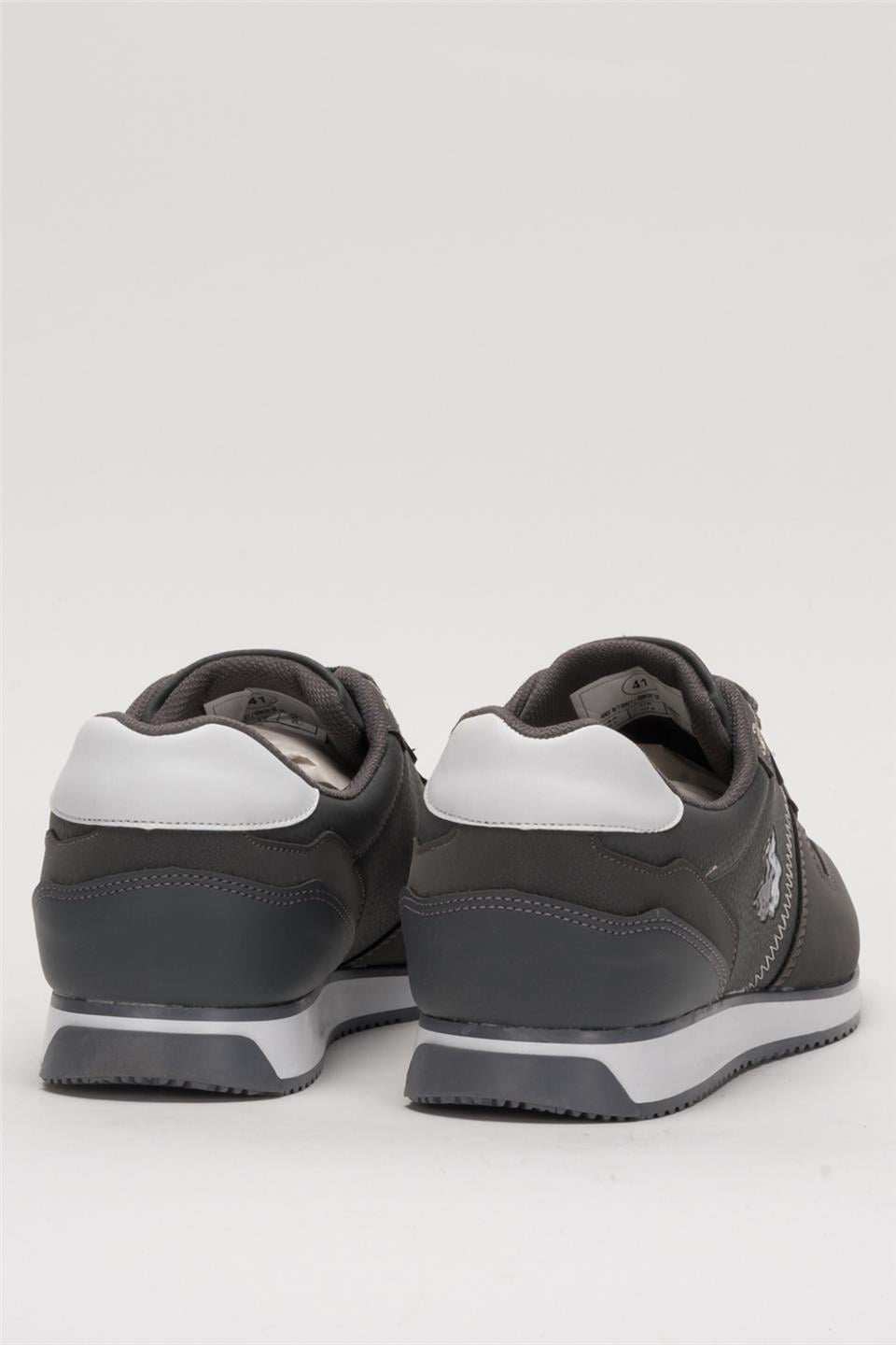 Erkek Günlük Cilt Sneaker Ayakkabı FÜME - BEYAZ