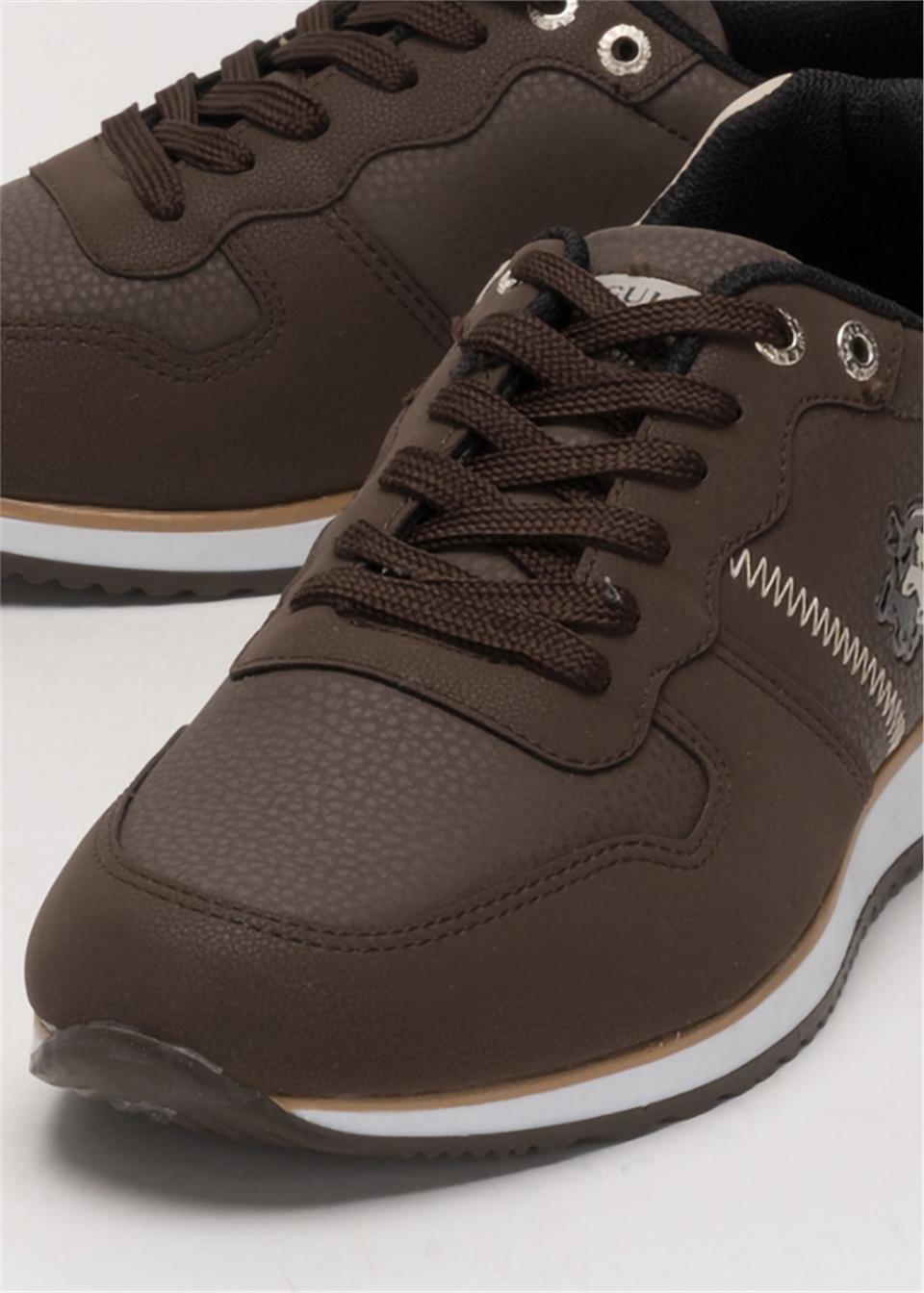 Erkek Günlük Cilt Sneaker Ayakkabı KAHVERENGİ - BEJ