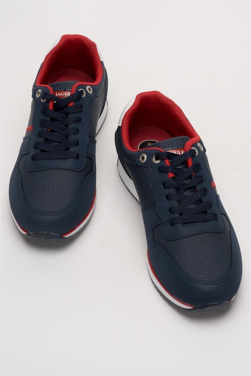 Erkek Günlük Cilt Sneaker Ayakkabı LACİVERT - BEYAZ
