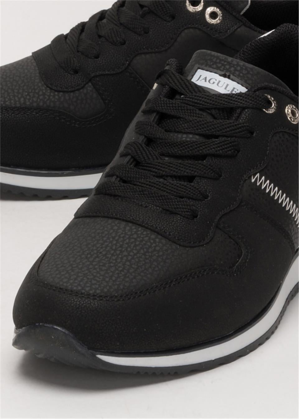 Erkek Günlük Cilt Sneaker Ayakkabı SİYAH - BEYAZ