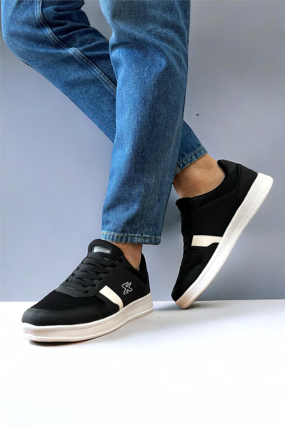 Erkek Günlük Sneaker Rahat Spor Ayakkabı SİYAH BEYAZ