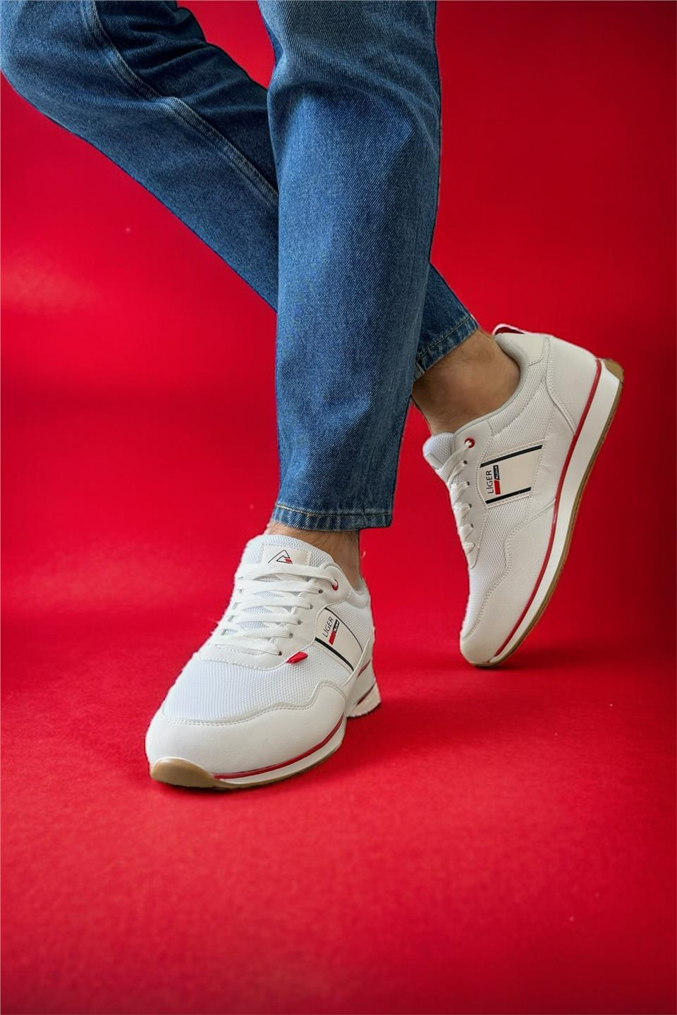 Erkek Günlük Sneaker Spor Ayakkabı BEYAZ - KIRMIZI