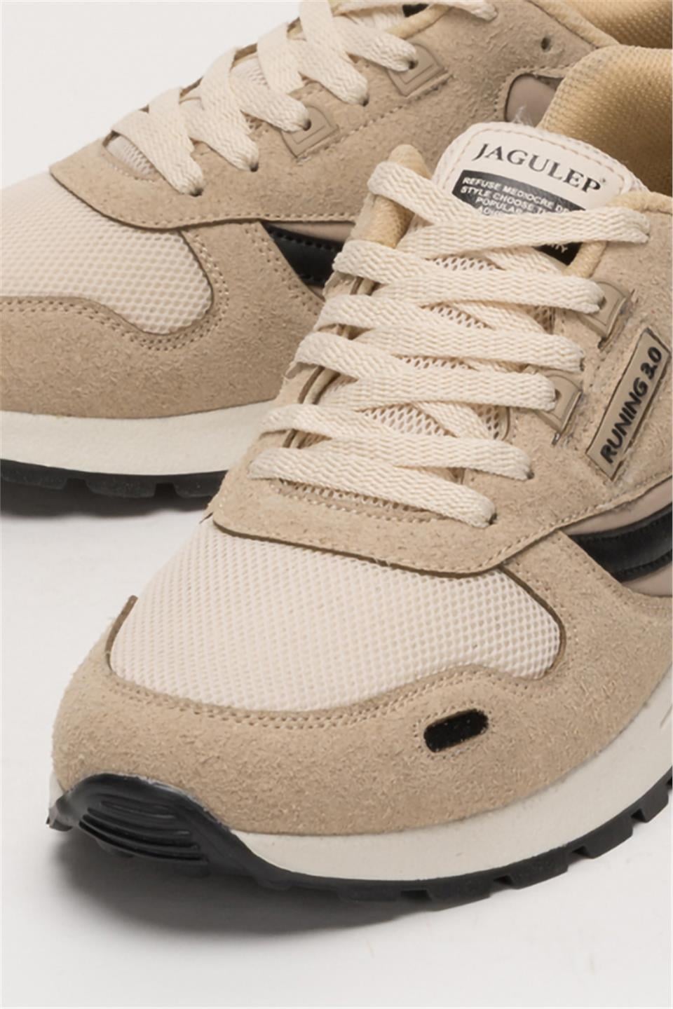 Erkek Ortopedik Günlük Yürüyüş Koşu Sneaker Spor Ayakkabı BEJ