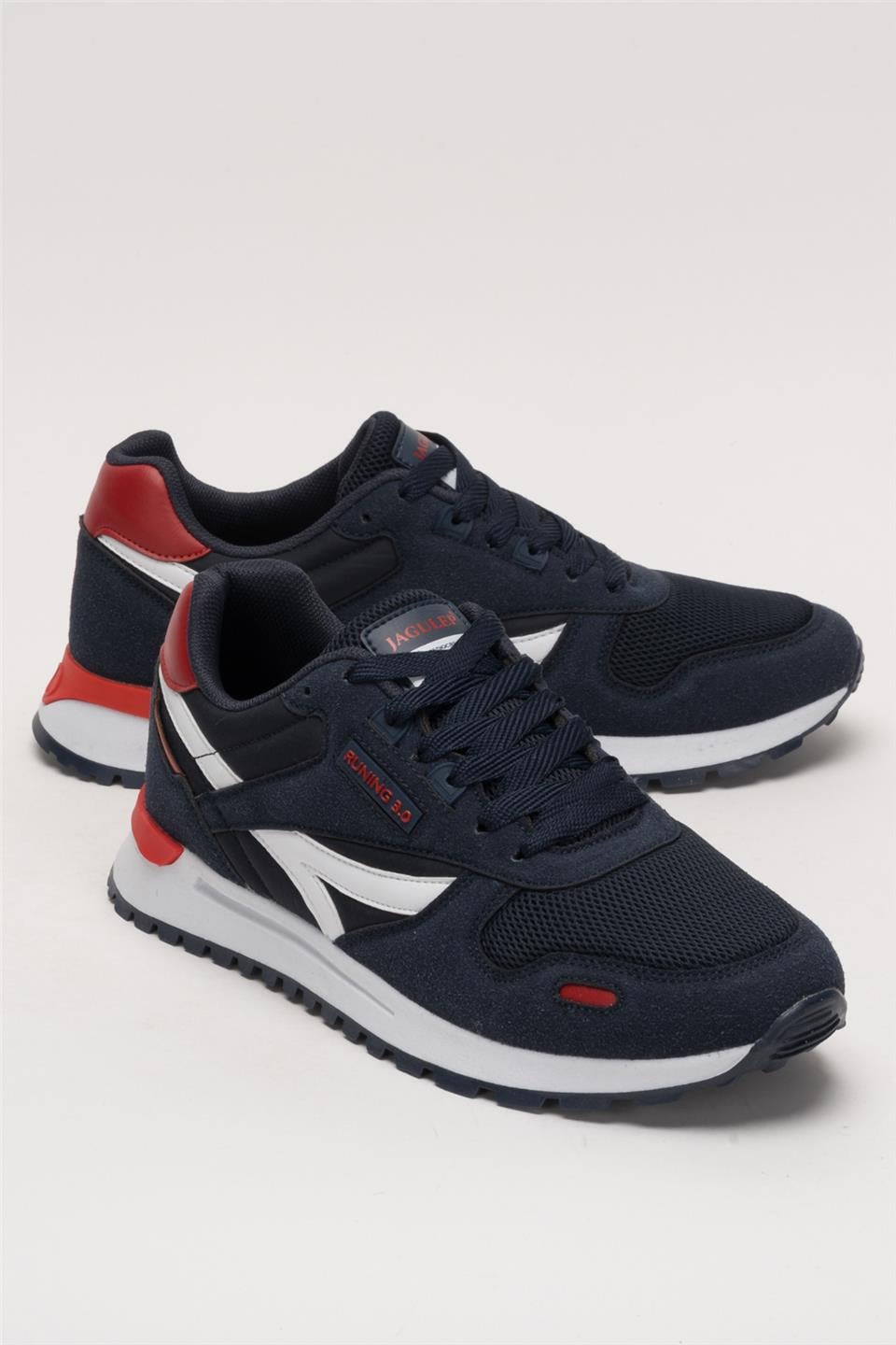 Erkek Ortopedik Günlük Yürüyüş Koşu Sneaker Spor Ayakkabı LACİVERT - KIRMIZI