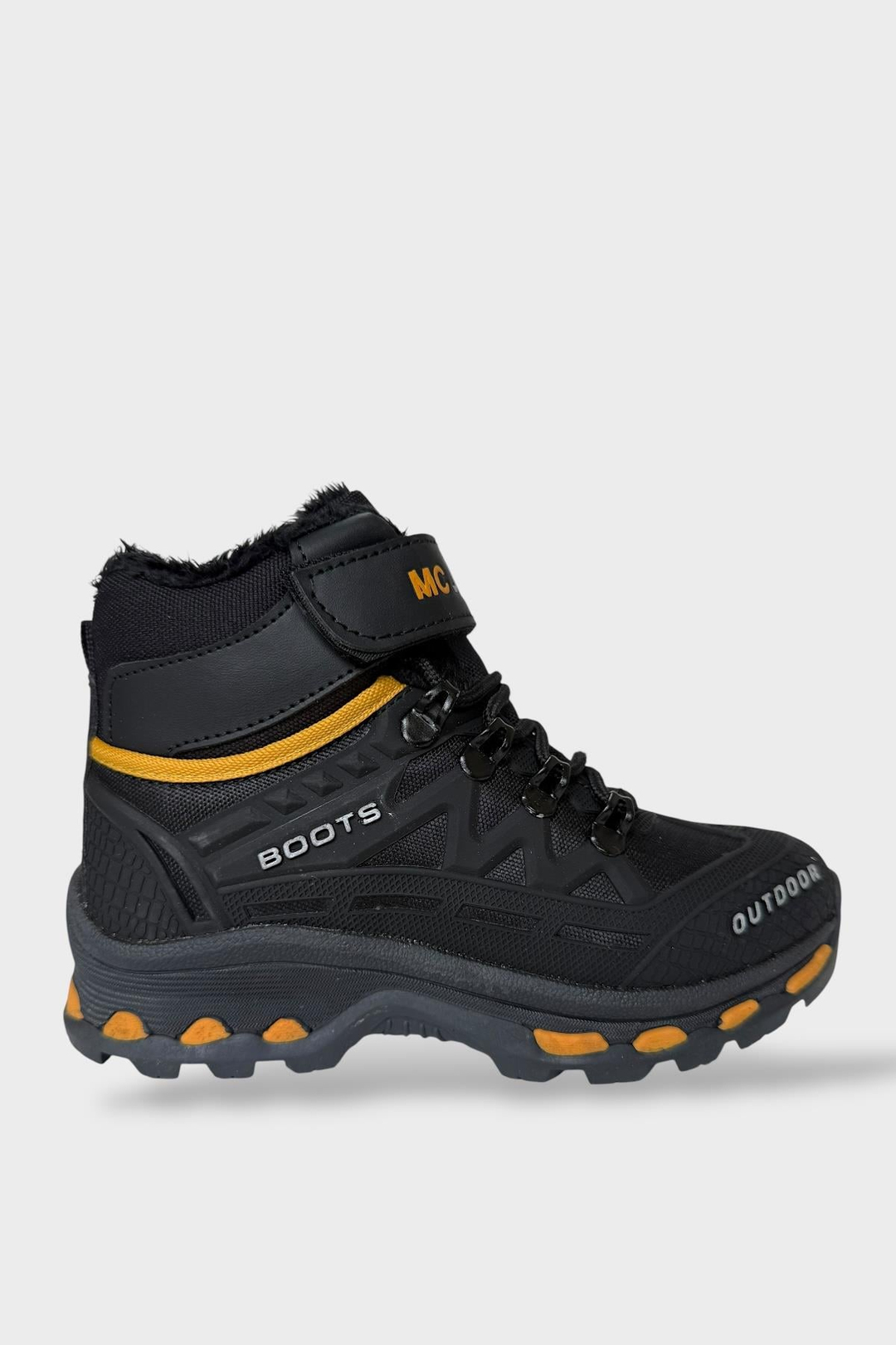 Çocuk İçi Kürklü Fermuarlı Outdoor Bot SİYAH - SARI