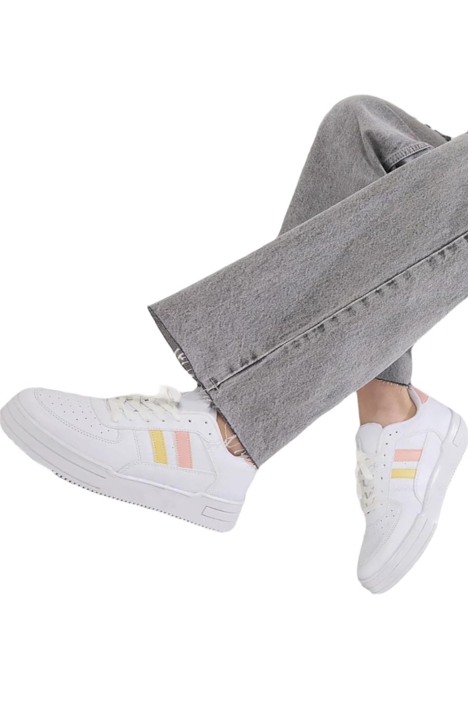 Kadın Sneaker Günlük Spor Ayakkabı BEYAZ - PUDRA