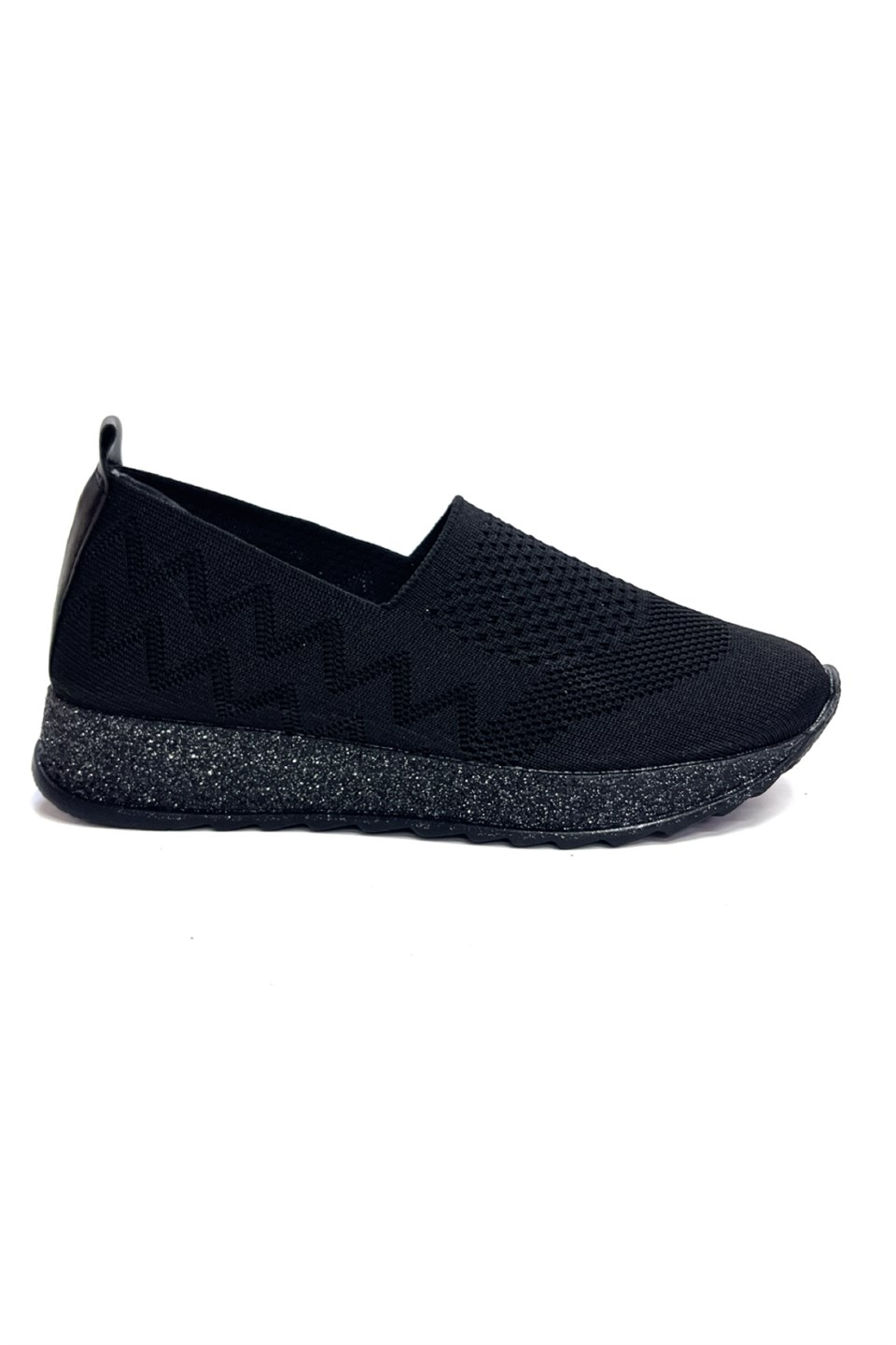 Siyah Triko Kadın Günlük Yumuşak Taban Klasik Anne Spor Sneaker Ayakkabı