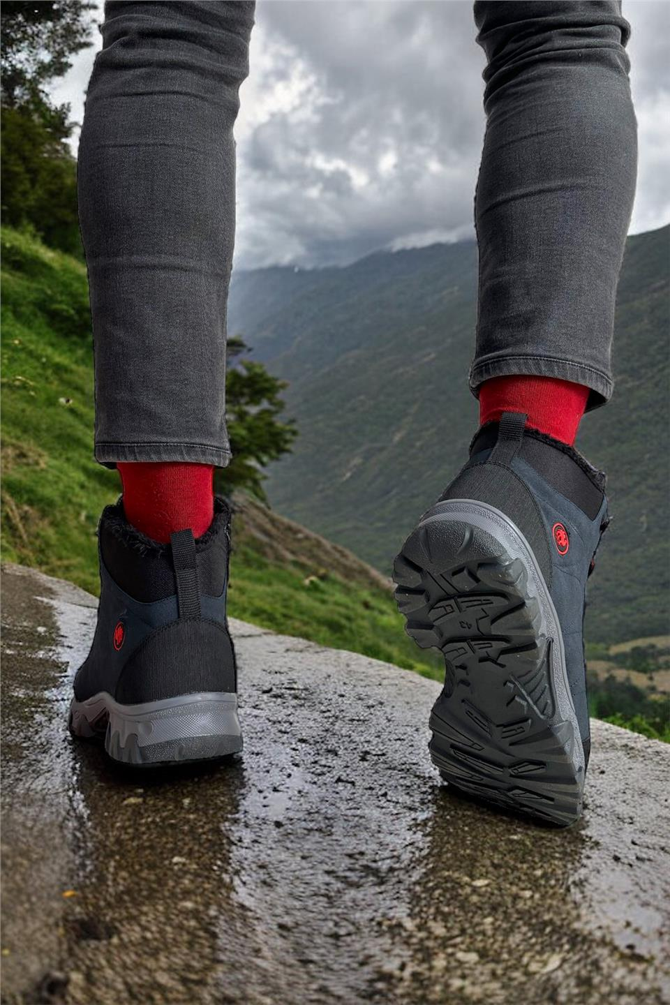 Soğuk Geçirmez Unisex Uzun Outdoor Trekking Bot Ayakkabı LACİVERT
