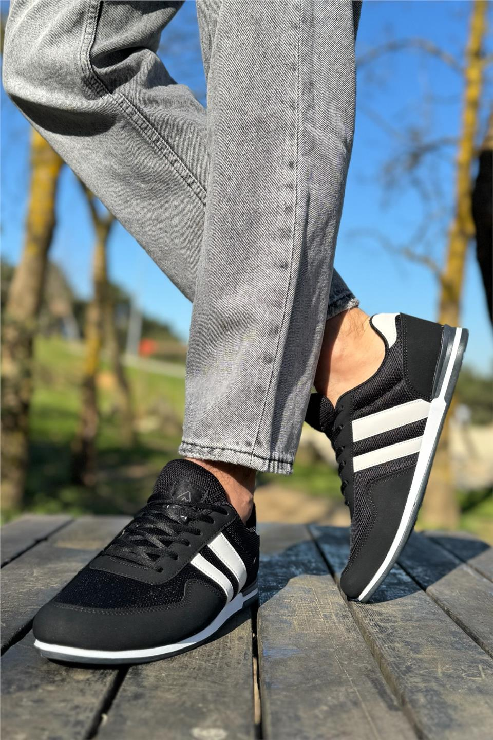Unisex Airfile İnce Taban Spor Ayakkabı SİYAH-BEYAZ