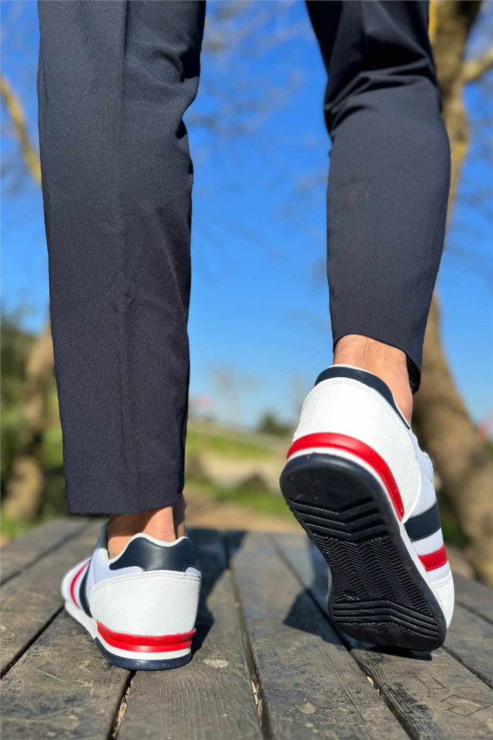 Unisex Airfile İnce Taban Spor Ayakkabı BEYAZ-LACİVERT