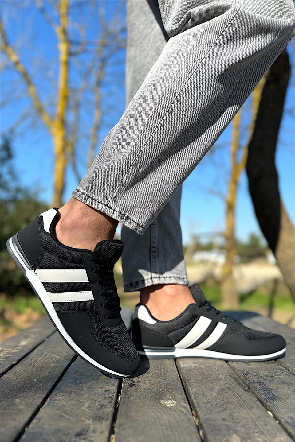 Unisex Airfile İnce Taban Spor Ayakkabı SİYAH-BEYAZ