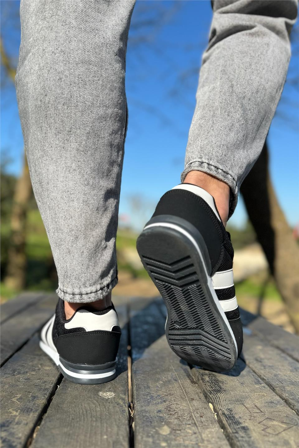 Unisex Airfile İnce Taban Spor Ayakkabı SİYAH-BEYAZ