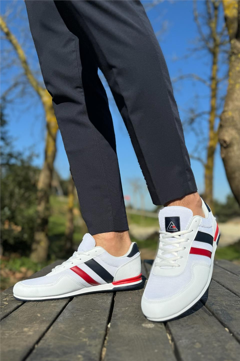 Unisex Airfile İnce Taban Spor Ayakkabı BEYAZ-LACİVERT