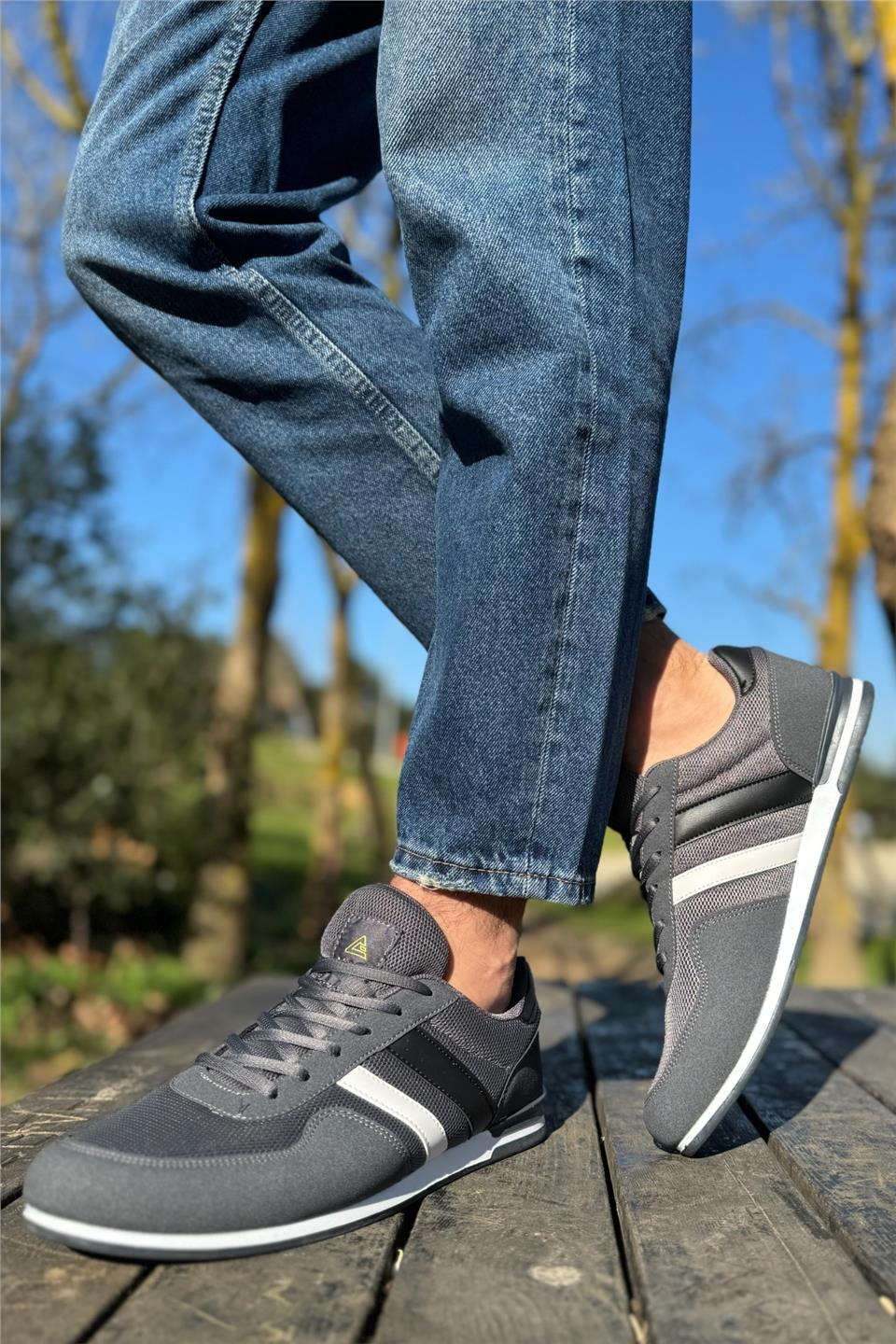 Unisex Airfile İnce Taban Spor Ayakkabı FÜME-SİYAH