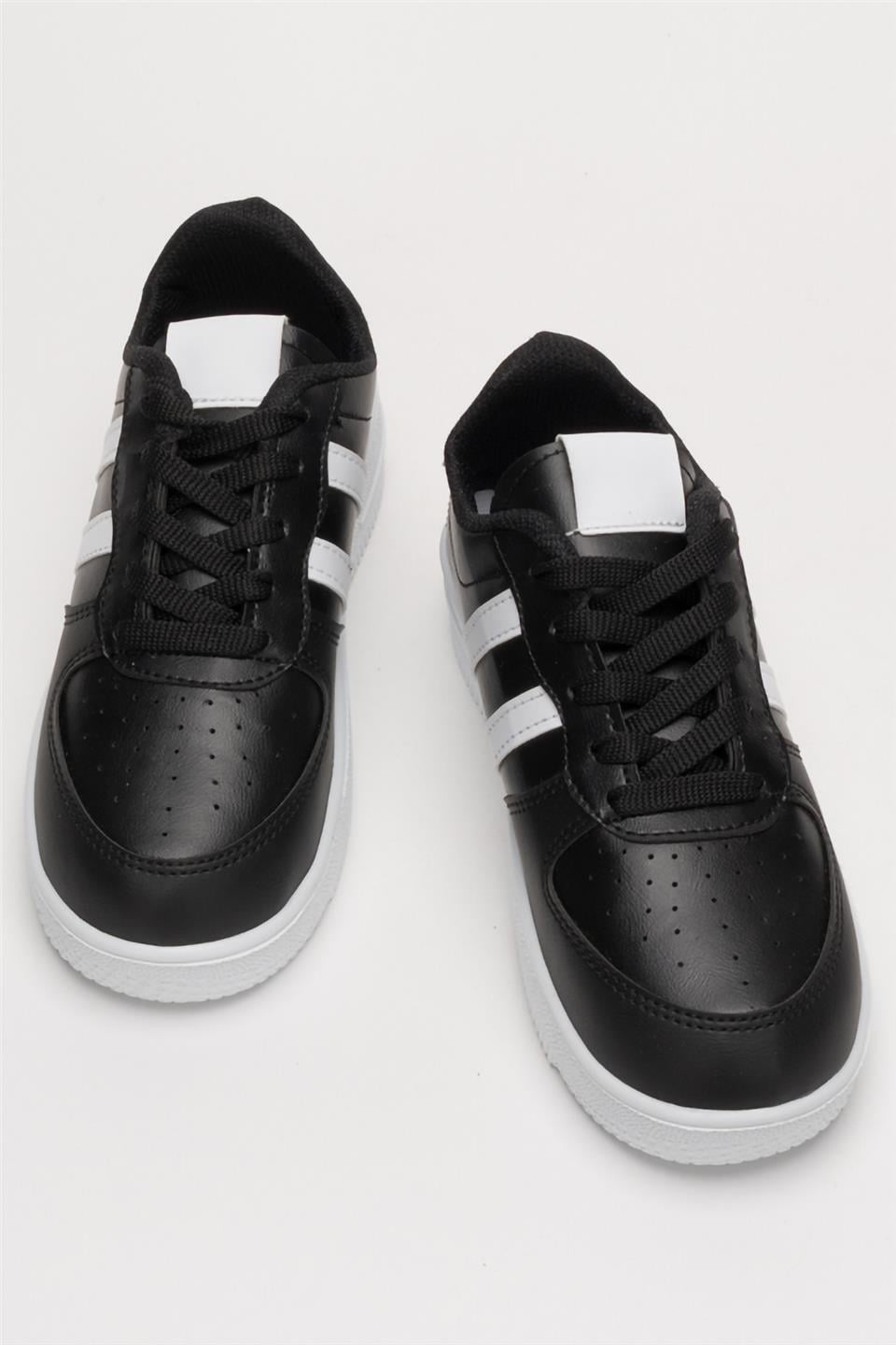 Unisex Bağcıklı GünlükSpor Sneaker Ayakkabı SİYAH - BEYAZ