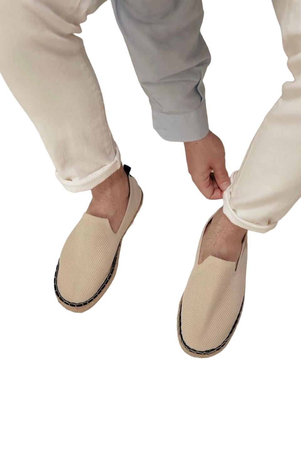 Unisex Bej Triko Espadril
