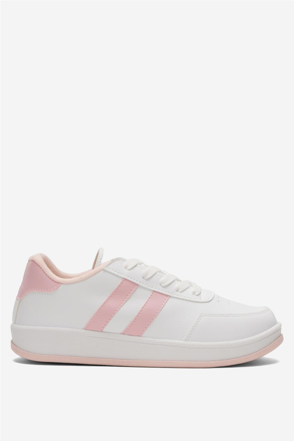 Unisex Düz Hafif Taban Günlük Sneaker Ayakkabı BEYAZ - PUDRA