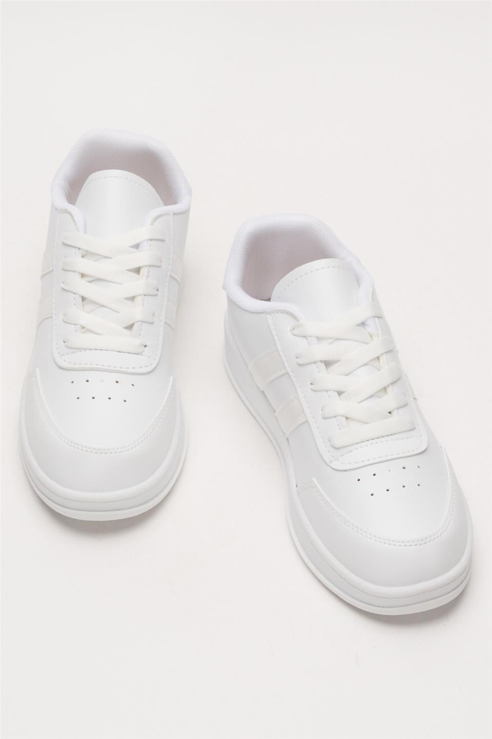 Unisex Düz Hafif Taban Günlük Sneaker Ayakkabı BEYAZ
