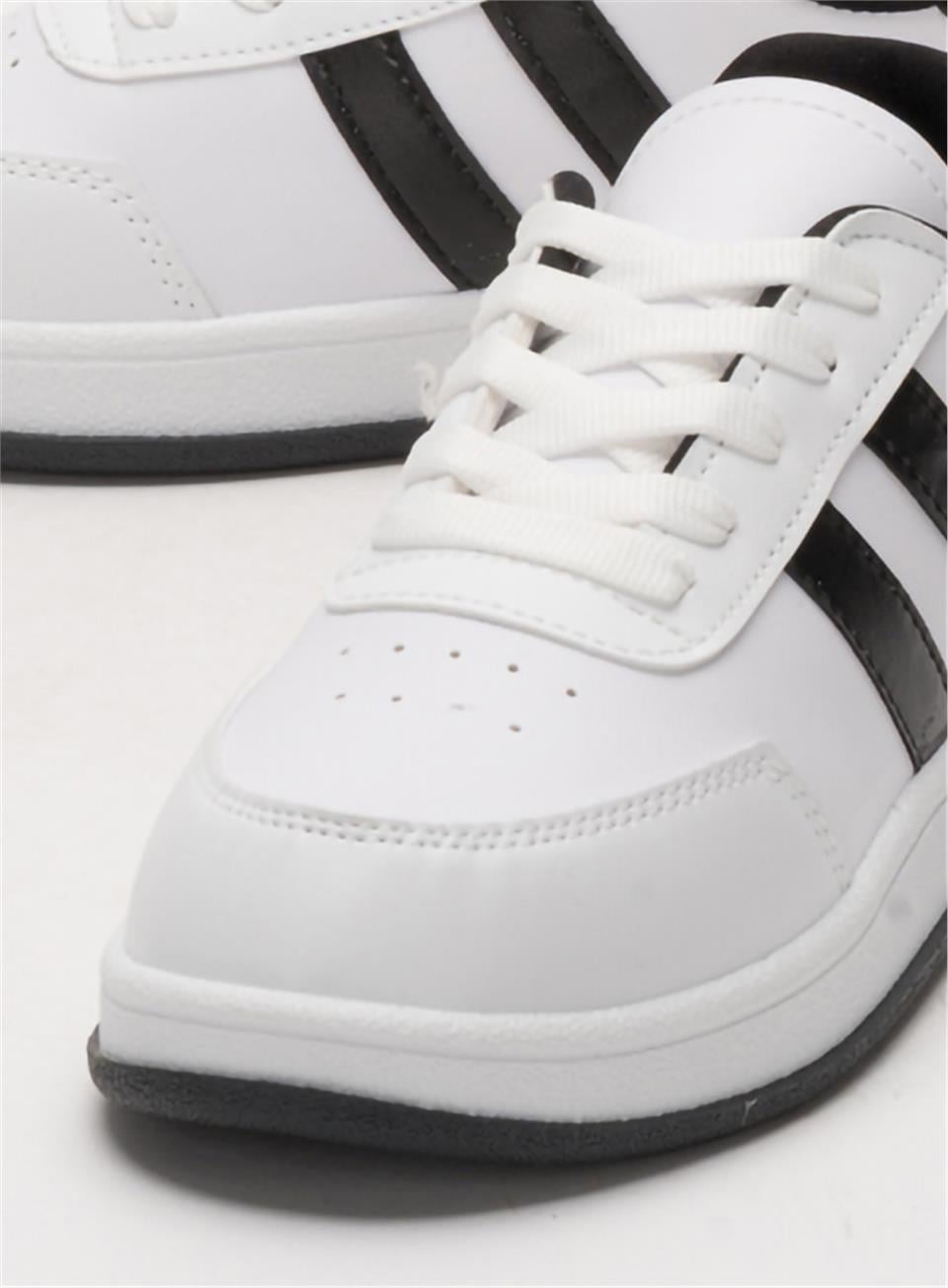 Unisex Düz Hafif Taban Günlük Sneaker Ayakkabı BEYAZ - SİYAH