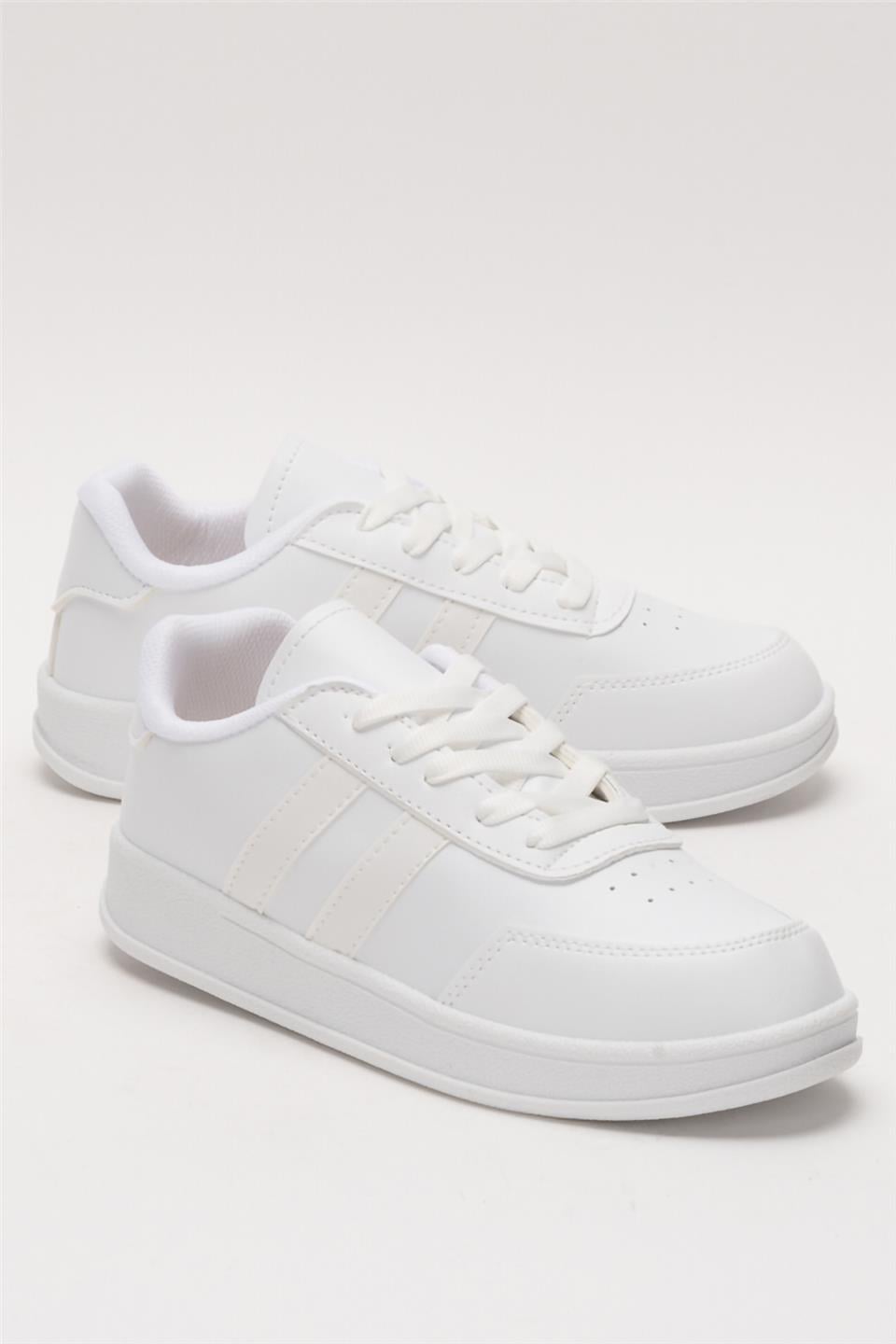 Unisex Düz Hafif Taban Günlük Sneaker Ayakkabı BEYAZ